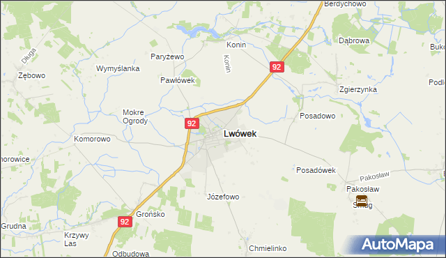 mapa Lwówek powiat nowotomyski, Lwówek powiat nowotomyski na mapie Targeo