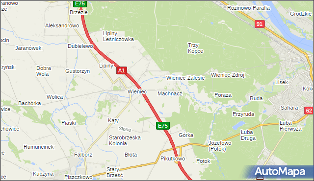 mapa Machnacz gmina Brześć Kujawski, Machnacz gmina Brześć Kujawski na mapie Targeo