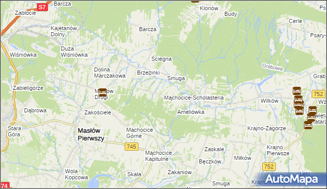 mapa Mąchocice-Scholasteria, Mąchocice-Scholasteria na mapie Targeo