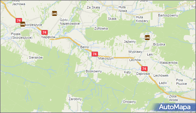 mapa Makoszyn, Makoszyn na mapie Targeo