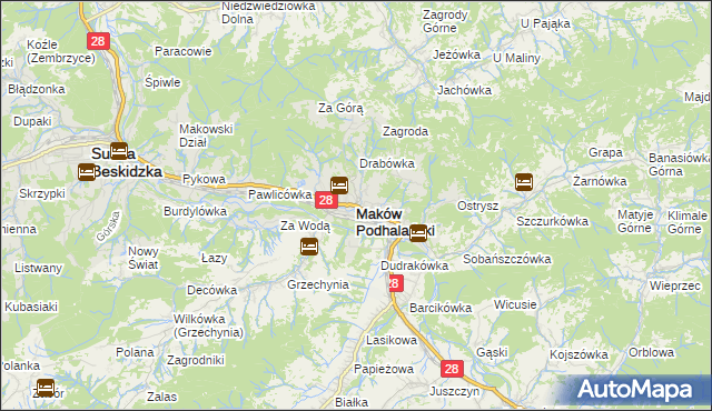 mapa Maków Podhalański, Maków Podhalański na mapie Targeo