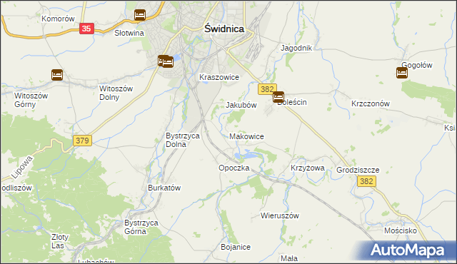 mapa Makowice gmina Świdnica, Makowice gmina Świdnica na mapie Targeo