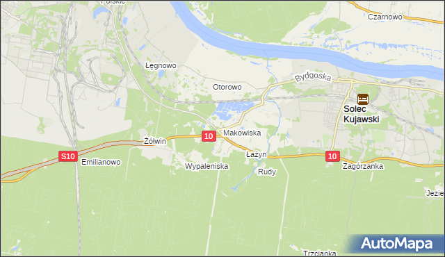 mapa Makowiska gmina Solec Kujawski, Makowiska gmina Solec Kujawski na mapie Targeo