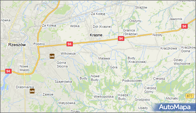mapa Malawa gmina Krasne, Malawa gmina Krasne na mapie Targeo