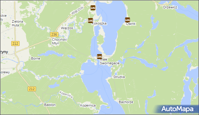 mapa Małe Swornegacie, Małe Swornegacie na mapie Targeo