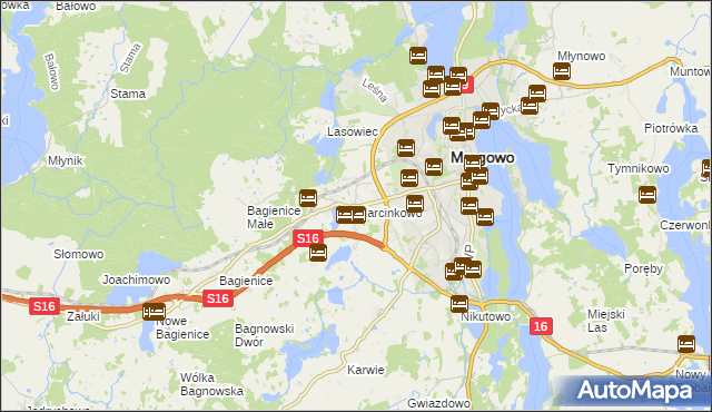 mapa Marcinkowo gmina Mrągowo, Marcinkowo gmina Mrągowo na mapie Targeo