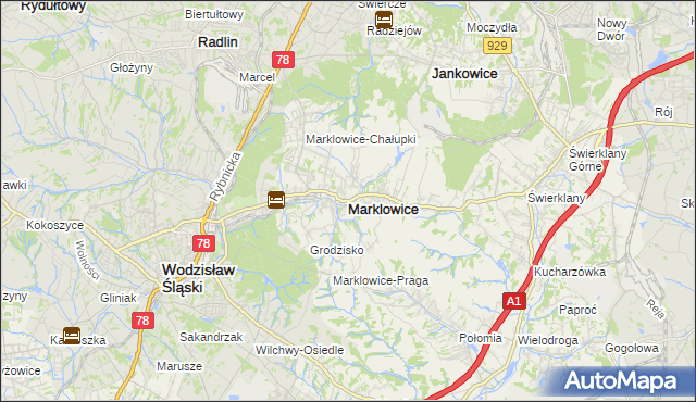 mapa Marklowice, Marklowice na mapie Targeo