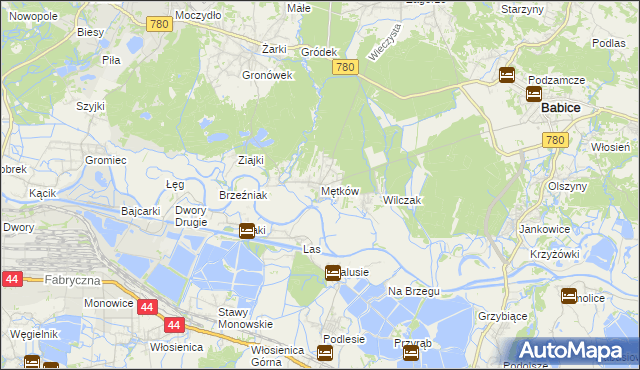 mapa Mętków, Mętków na mapie Targeo