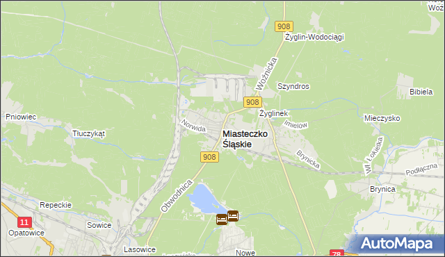 mapa Miasteczko Śląskie, Miasteczko Śląskie na mapie Targeo