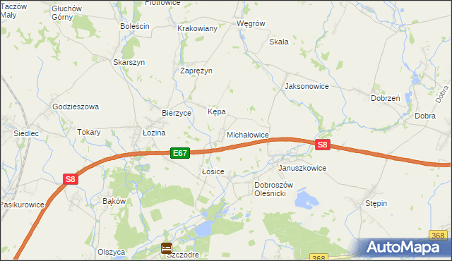 mapa Michałowice gmina Długołęka, Michałowice gmina Długołęka na mapie Targeo