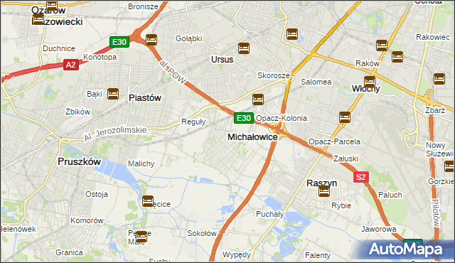mapa Michałowice powiat pruszkowski, Michałowice powiat pruszkowski na mapie Targeo