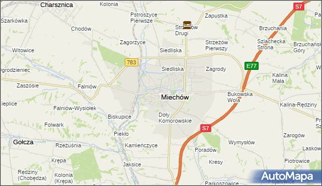 mapa Miechów, Miechów na mapie Targeo