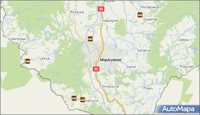 mapa Międzylesie powiat kłodzki, Międzylesie powiat kłodzki na mapie Targeo