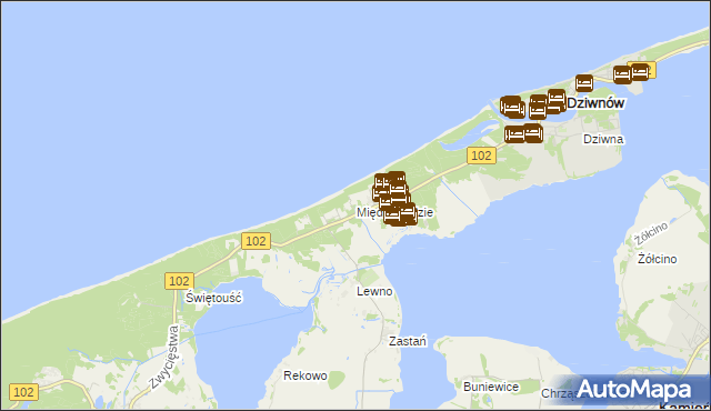 mapa Międzywodzie, Międzywodzie na mapie Targeo