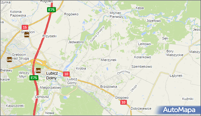 mapa Mierzynek gmina Lubicz, Mierzynek gmina Lubicz na mapie Targeo