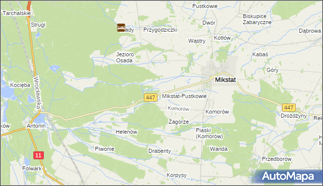 mapa Mikstat-Pustkowie, Mikstat-Pustkowie na mapie Targeo