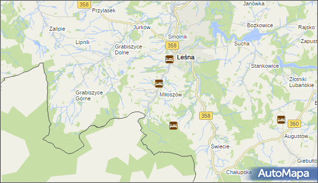 mapa Miłoszów, Miłoszów na mapie Targeo