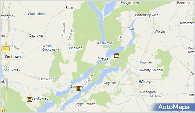 mapa Mlecze gmina Orchowo, Mlecze gmina Orchowo na mapie Targeo