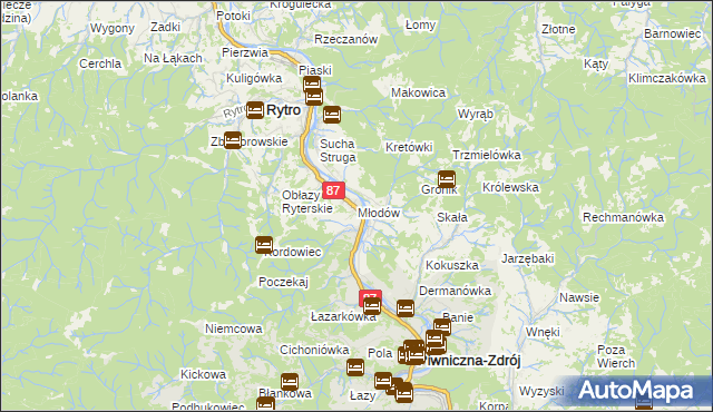 mapa Młodów gmina Piwniczna-Zdrój, Młodów gmina Piwniczna-Zdrój na mapie Targeo