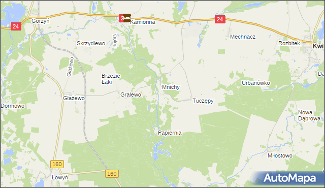 mapa Mniszki gmina Międzychód, Mniszki gmina Międzychód na mapie Targeo