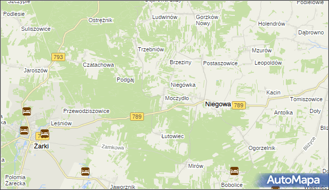 mapa Moczydło gmina Niegowa, Moczydło gmina Niegowa na mapie Targeo