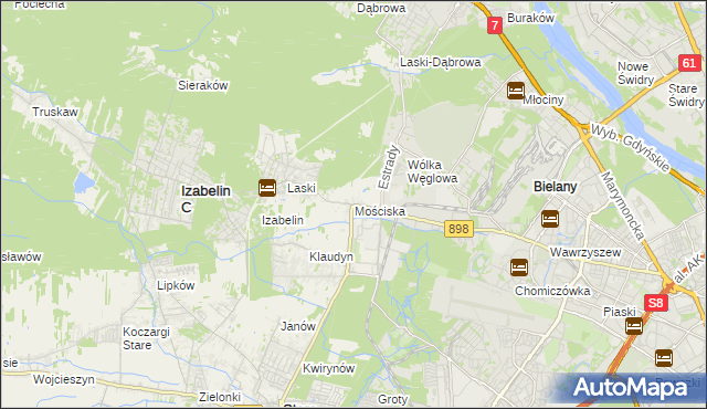 mapa Mościska gmina Izabelin, Mościska gmina Izabelin na mapie Targeo