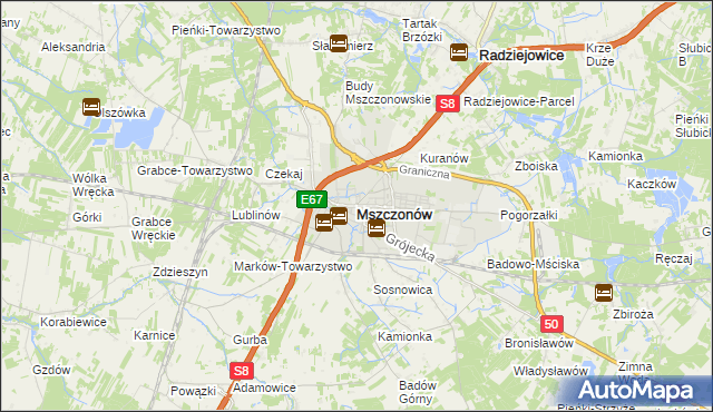 mapa Mszczonów, Mszczonów na mapie Targeo