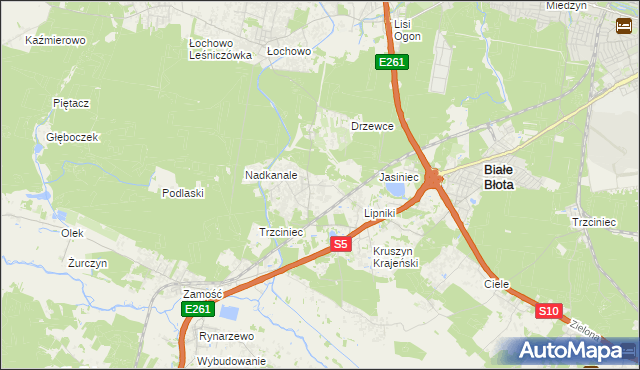 mapa Murowaniec gmina Białe Błota, Murowaniec gmina Białe Błota na mapie Targeo