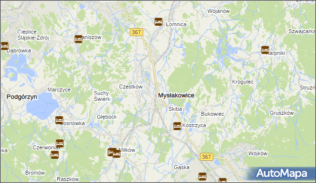 mapa Mysłakowice, Mysłakowice na mapie Targeo