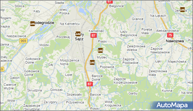 mapa Myślec, Myślec na mapie Targeo