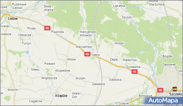 mapa Nakło gmina Lelów, Nakło gmina Lelów na mapie Targeo