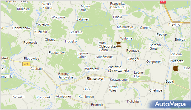 mapa Niedźwiedź gmina Strawczyn, Niedźwiedź gmina Strawczyn na mapie Targeo