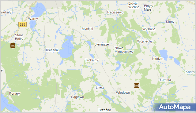 mapa Niegławki, Niegławki na mapie Targeo