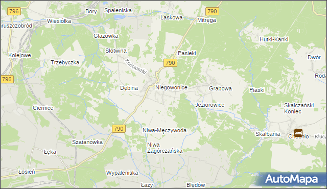 mapa Niegowoniczki, Niegowoniczki na mapie Targeo