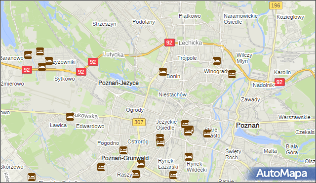 mapa Niestachów gmina Poznań, Niestachów gmina Poznań na mapie Targeo