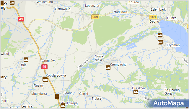 mapa Nowa Biała gmina Nowy Targ, Nowa Biała gmina Nowy Targ na mapie Targeo