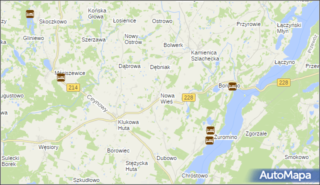 mapa Nowa Wieś gmina Stężyca, Nowa Wieś gmina Stężyca na mapie Targeo