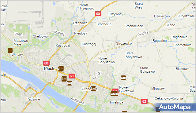 mapa Nowe Boryszewo, Nowe Boryszewo na mapie Targeo