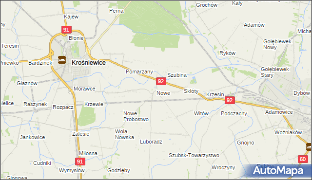 mapa Nowe gmina Krośniewice, Nowe gmina Krośniewice na mapie Targeo
