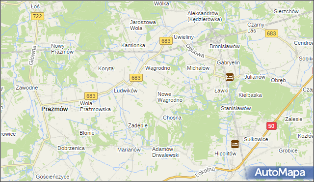 mapa Nowe Wągrodno, Nowe Wągrodno na mapie Targeo