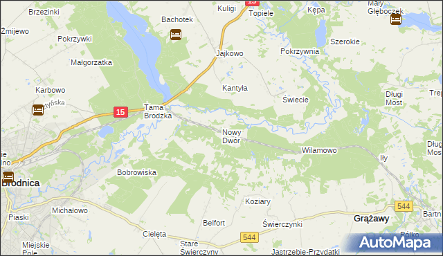 mapa Nowy Dwór gmina Brodnica, Nowy Dwór gmina Brodnica na mapie Targeo