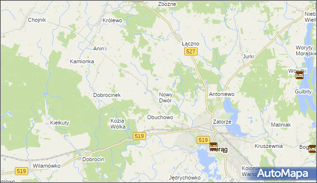 mapa Nowy Dwór gmina Morąg, Nowy Dwór gmina Morąg na mapie Targeo