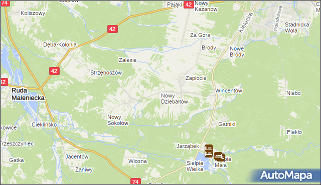 mapa Nowy Dziebałtów, Nowy Dziebałtów na mapie Targeo