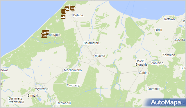 mapa Objazda gmina Ustka, Objazda gmina Ustka na mapie Targeo