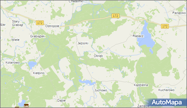 mapa Obrąb gmina Borne Sulinowo, Obrąb gmina Borne Sulinowo na mapie Targeo