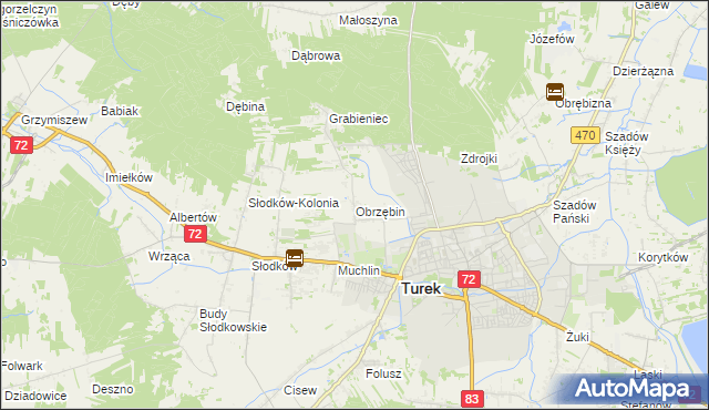 mapa Obrzębin, Obrzębin na mapie Targeo