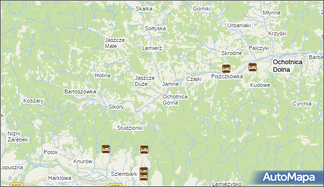 mapa Ochotnica Górna, Ochotnica Górna na mapie Targeo