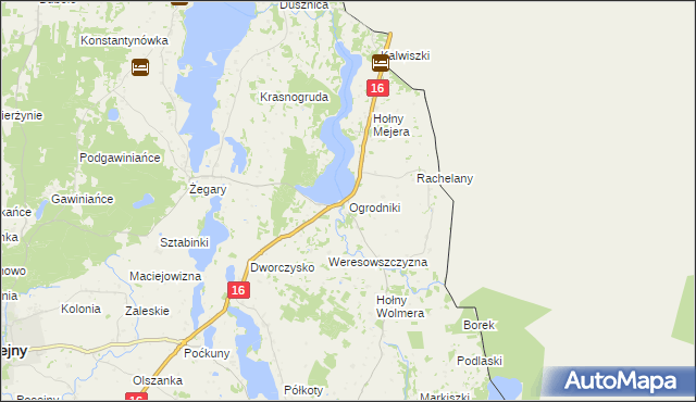 mapa Ogrodniki gmina Sejny, Ogrodniki gmina Sejny na mapie Targeo