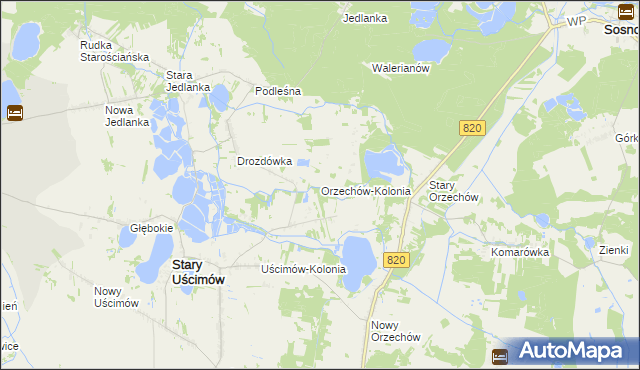 mapa Orzechów-Kolonia, Orzechów-Kolonia na mapie Targeo