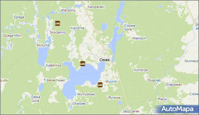 mapa Osiek powiat starogardzki, Osiek powiat starogardzki na mapie Targeo